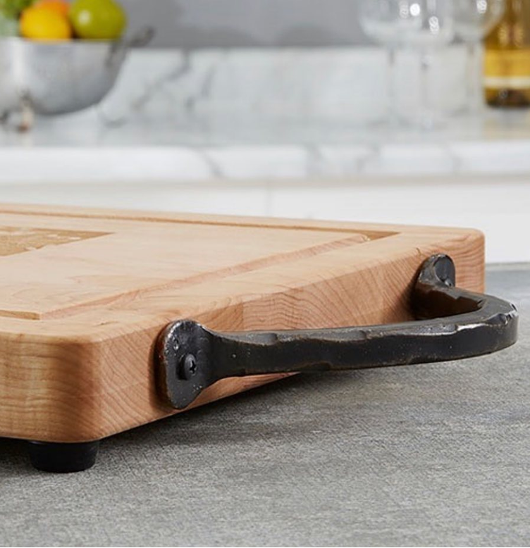 Personalized Maple Cutting Board, Charcuterie Board with Iron Handles (18" x 12")