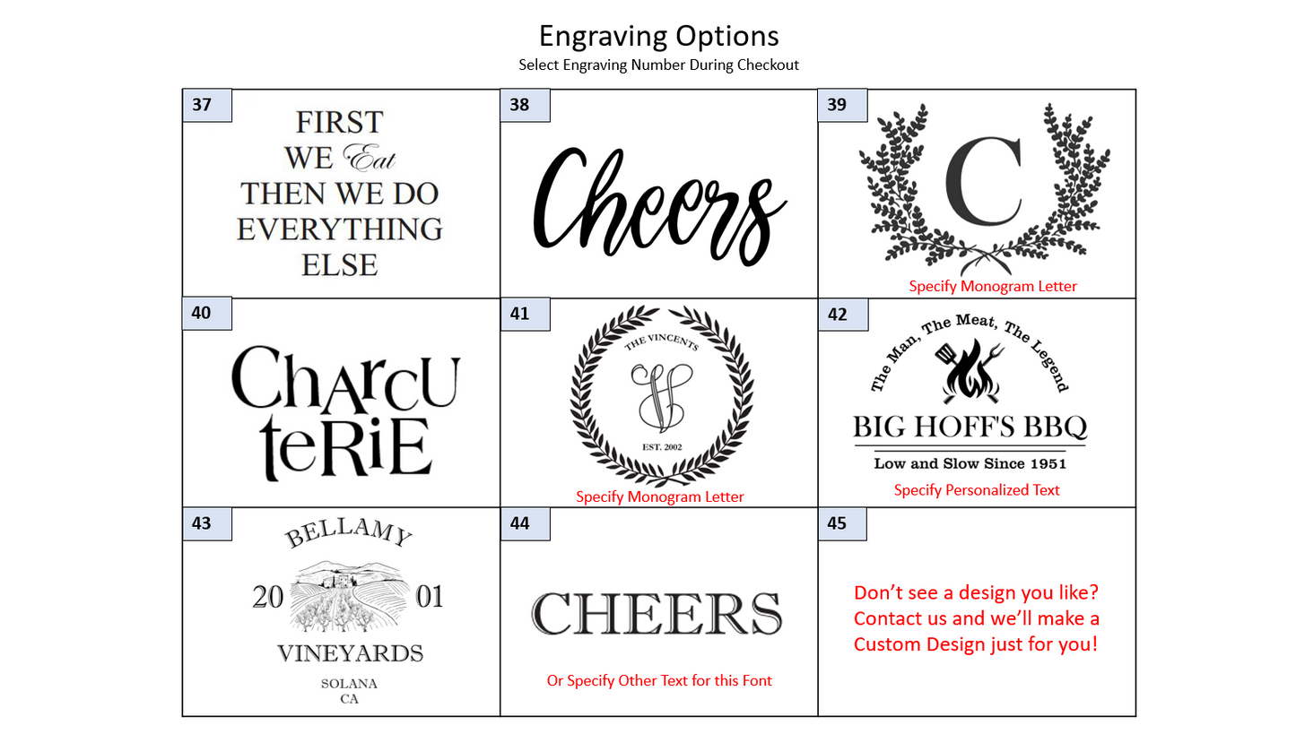 Personalized Maple Butcher Block Cutting Board with Stainless Steel Feet - Choose Your Design