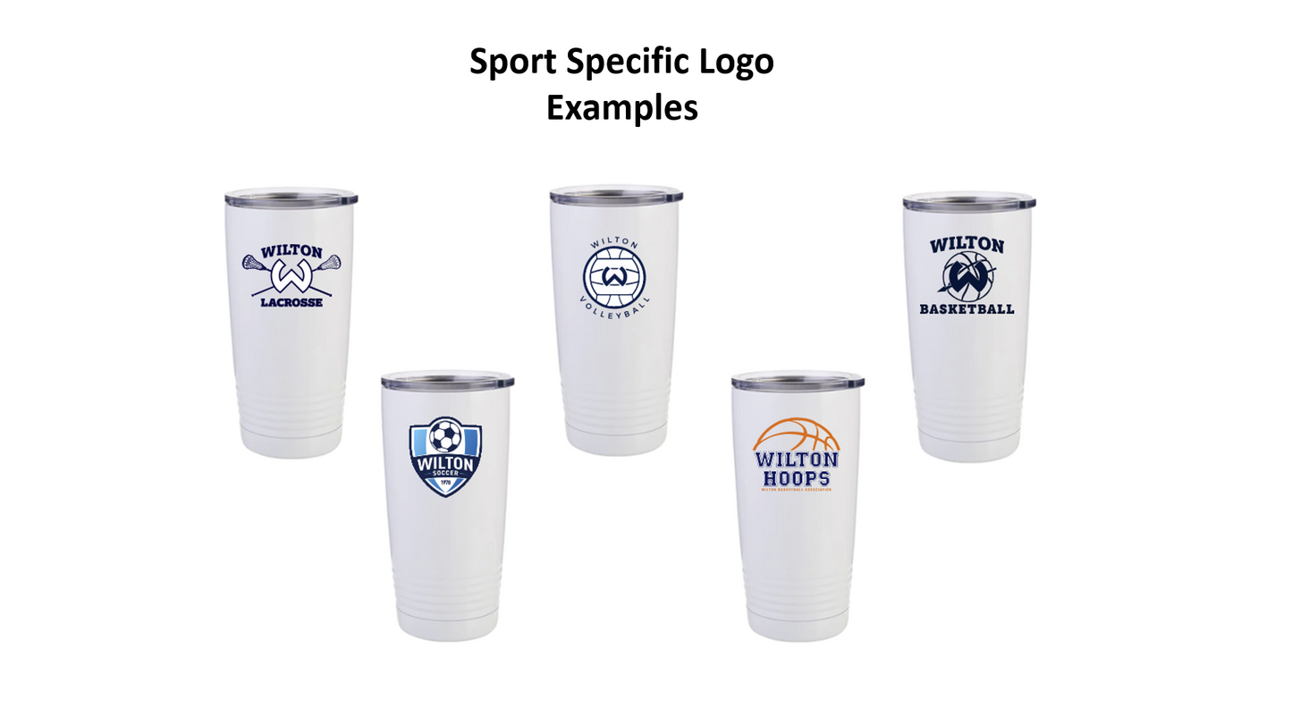 Wilton Warriors 20oz Drink Tumbler - Full Color - Choose your logo