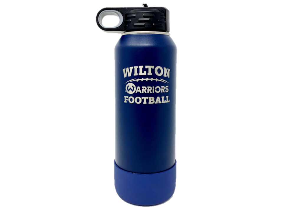 Wilton Warriors Football 32oz Water Bottle, Choose Your Logo - Fundraiser