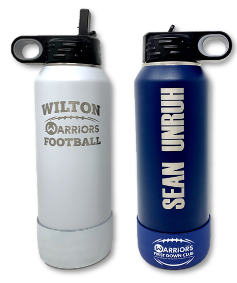 Wilton Warriors Football 32oz Water Bottle, Choose Your Logo - Fundraiser