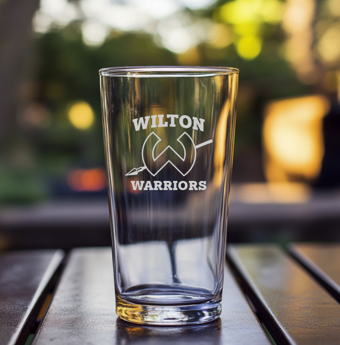 Wilton Warriors 16oz Pint Glass - Engraved