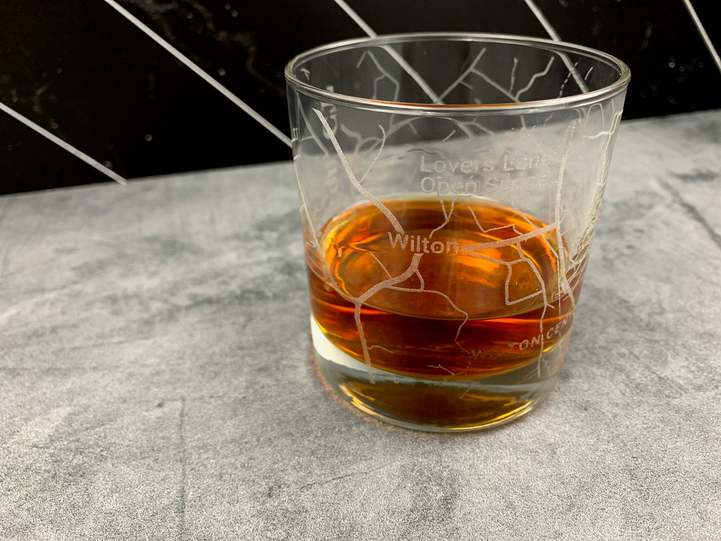 Custom Engraved Map Whiskey Glass