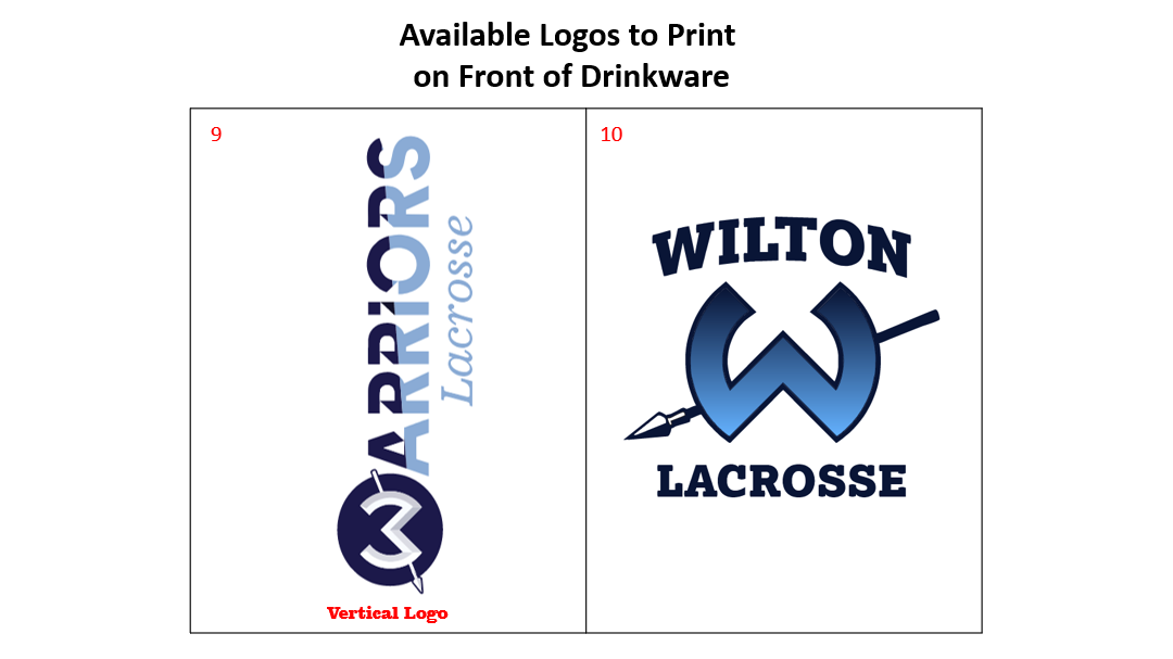 Wilton Warriors Lacrosse 30oz Water Bottle - Choose Your Logo - Fundraiser