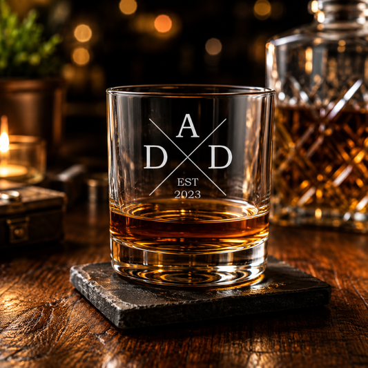 Personalized Father's Day - Rocks Glass - Engraved - Choose your design