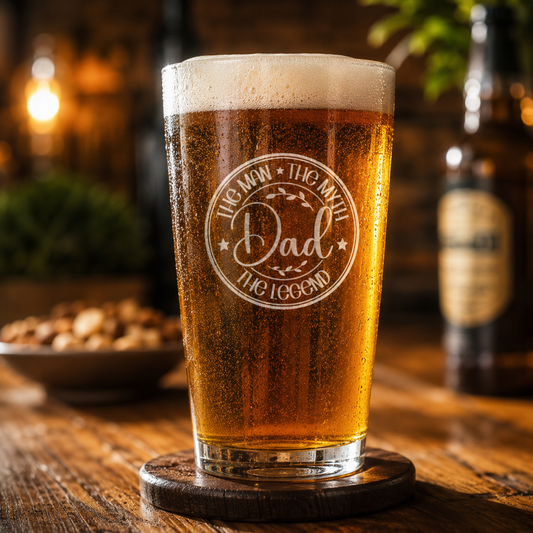 Personalized Father's Day - 16 oz Pint Glass - Engraved - Choose your design