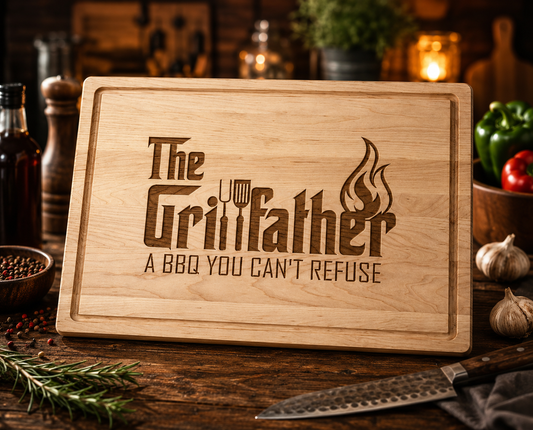 Maple 18x12 Carving Board with Recessed Handles - Laser Engraved - Choose your design