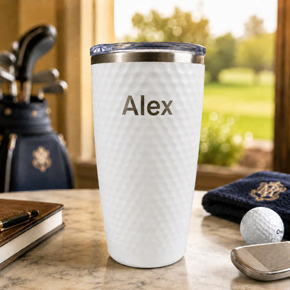 Father's Day - 20oz Dimpled Golf Ball White Stainless Tumbler with Slider Lid