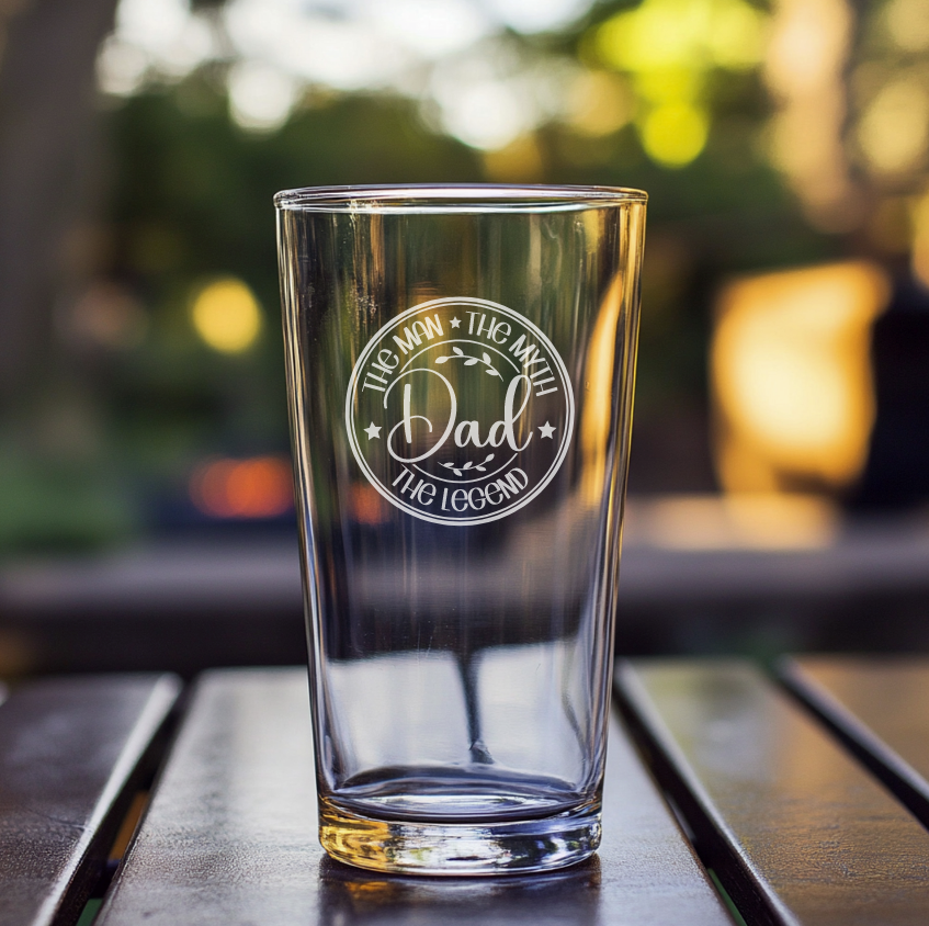 Personalized Father's Day - 16 oz Pint Glass - Engraved - Choose your design