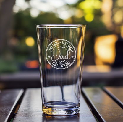 Personalized Father's Day - 16 oz Pint Glass - Engraved - Choose your design
