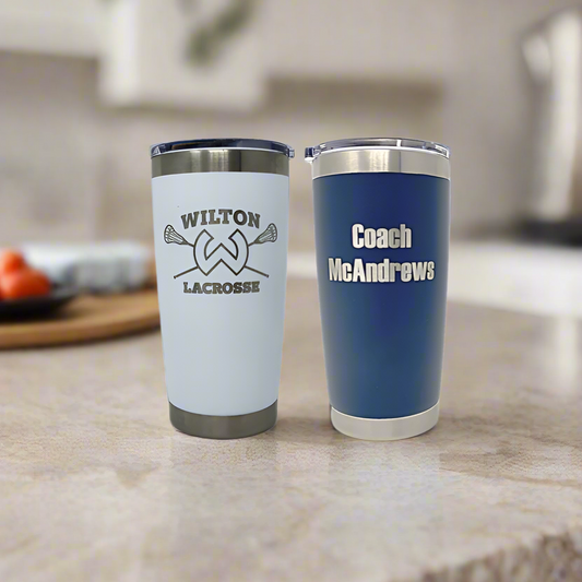 Wilton Warriors Lacrosse 20oz Drink Tumbler - Choose your logo - Fundraiser