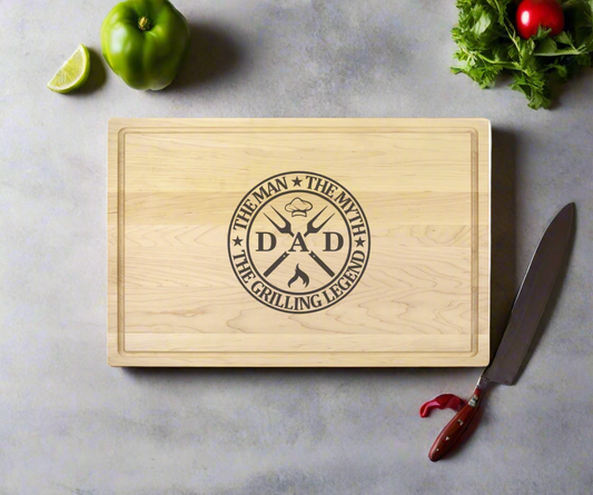 Maple 18x12 Carving Board with Recessed Handles - Laser Engraved - Choose your design