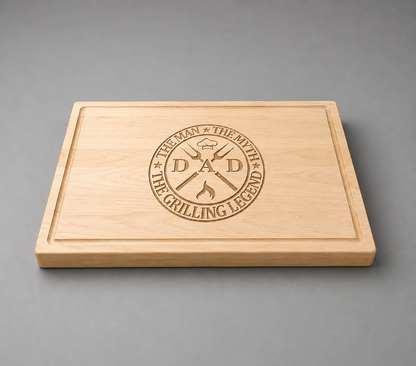 Maple 18x12 Carving Board with Recessed Handles - Laser Engraved - Choose your design