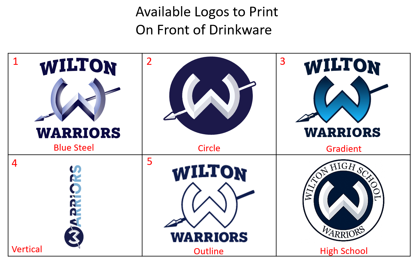 Wilton Warriors 30oz Stainless Steel Water Bottle - Choose Your Logo